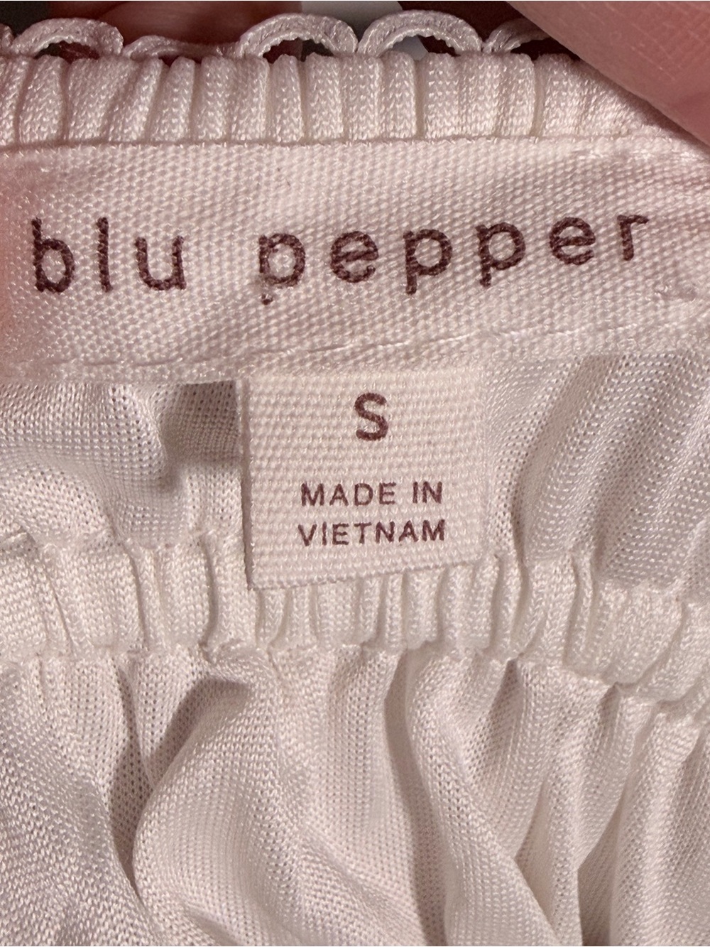 Blu Pepper Beige and White Printed Maxi Dress S Scalloped Lined - Picture 8 of 10